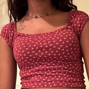 Maroon Floral Brandy Melville Crop Top